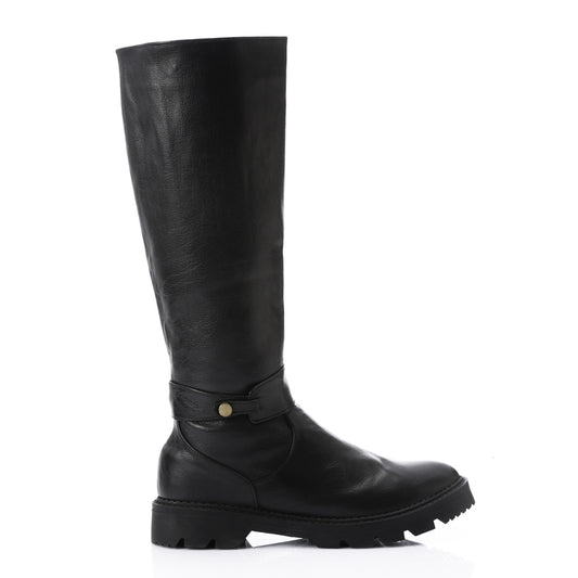 Round Toecap Zipper Knee High Boots