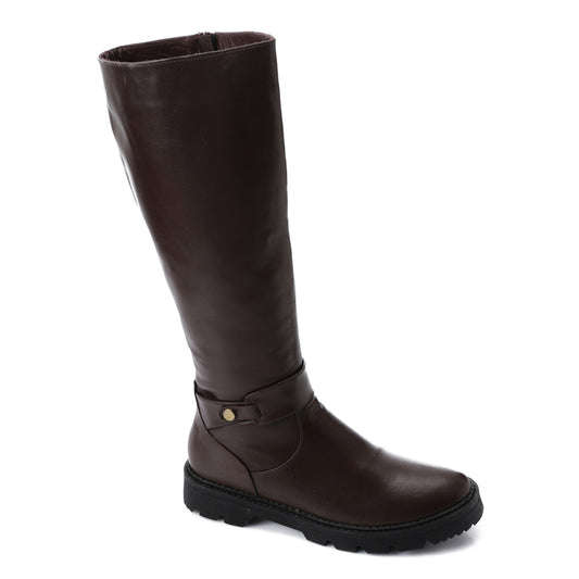 Round Toecap Zipper Knee High Boots