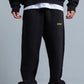 Black Simple Print Oversized Sweatpants