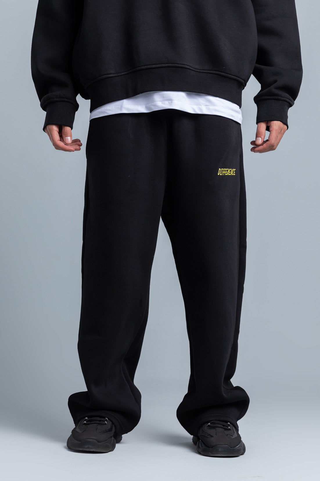 Black Simple Print Oversized Sweatpants