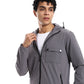 Dark Gray Gabardine Hooded Jacket