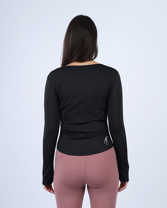 Black Blush Elegance Long-Sleeve Active Top