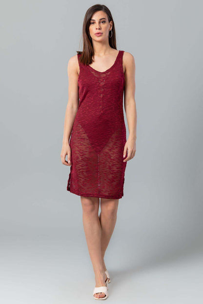 Side Slits Sleeveless Knitted Cover-up - كوفر أب محبوك بدون أكمام بفتحات جانبية