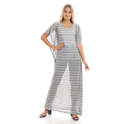 Wide Scoop Neck Slip on kaftan - قفطان واسع بياقة دائرية