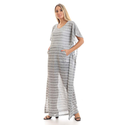 Wide Scoop Neck Slip on kaftan - قفطان واسع بياقة دائرية