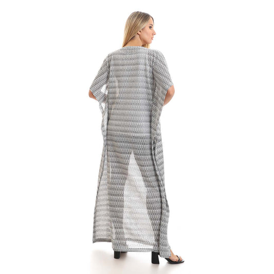 Wide Scoop Neck Slip on kaftan - قفطان واسع بياقة دائرية