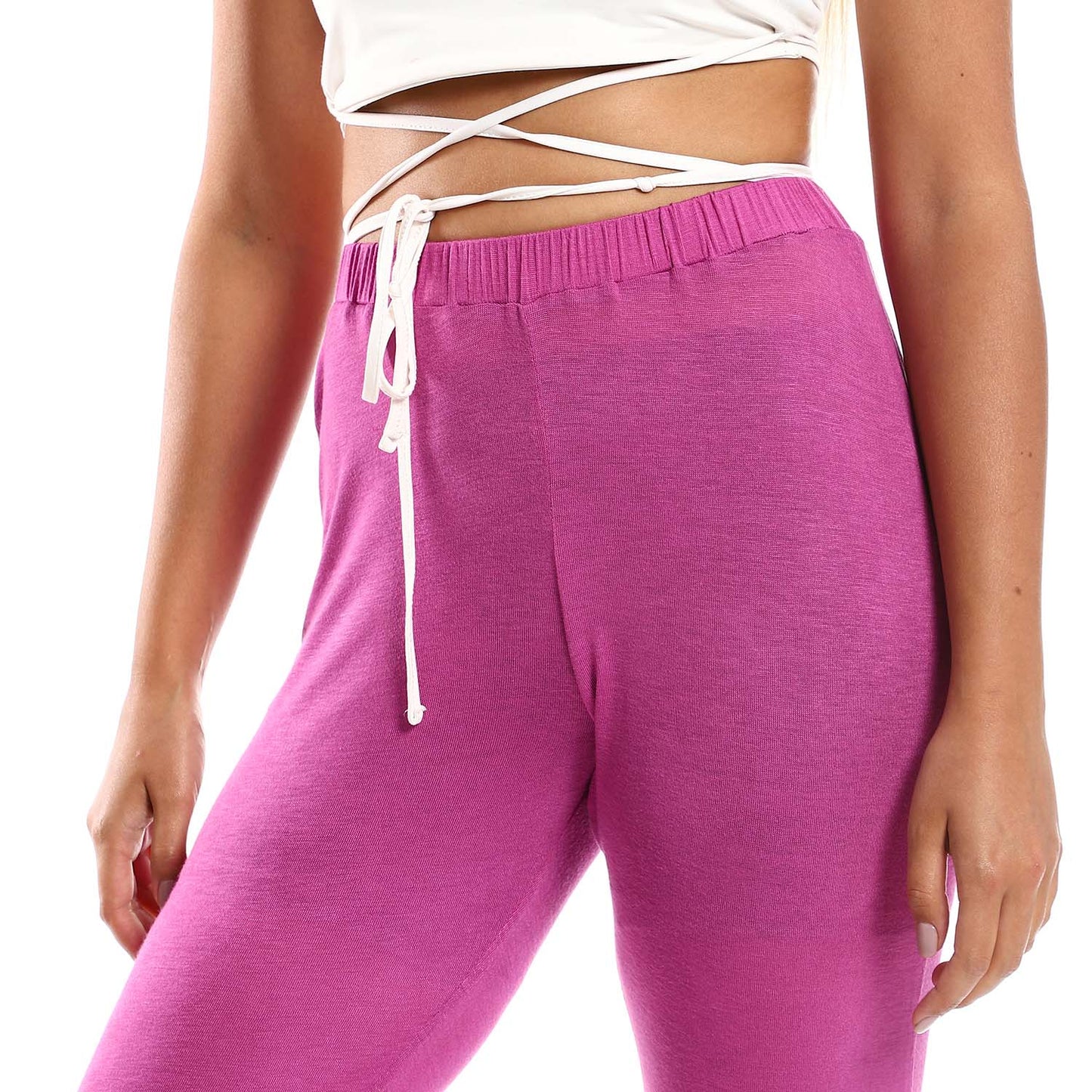 Slip-on Flare Fit Solid Pants - بنطلون سادة سهل الارتداء بقصة واسعة