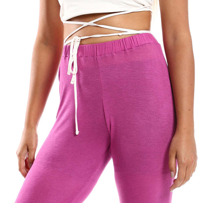 Slip-on Flare Fit Solid Pants - بنطلون سادة سهل الارتداء بقصة واسعة