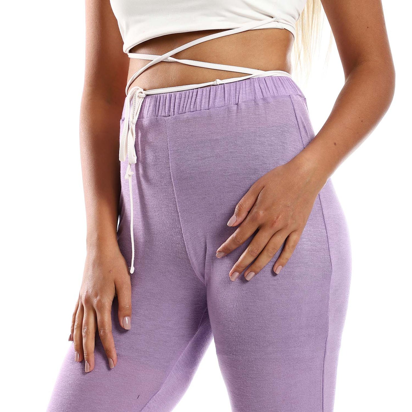 Slip-on Flare Fit Solid Pants - بنطلون سادة سهل الارتداء بقصة واسعة