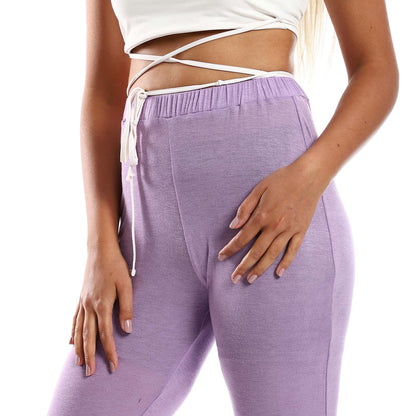 Slip-on Flare Fit Solid Pants - بنطلون سادة سهل الارتداء بقصة واسعة