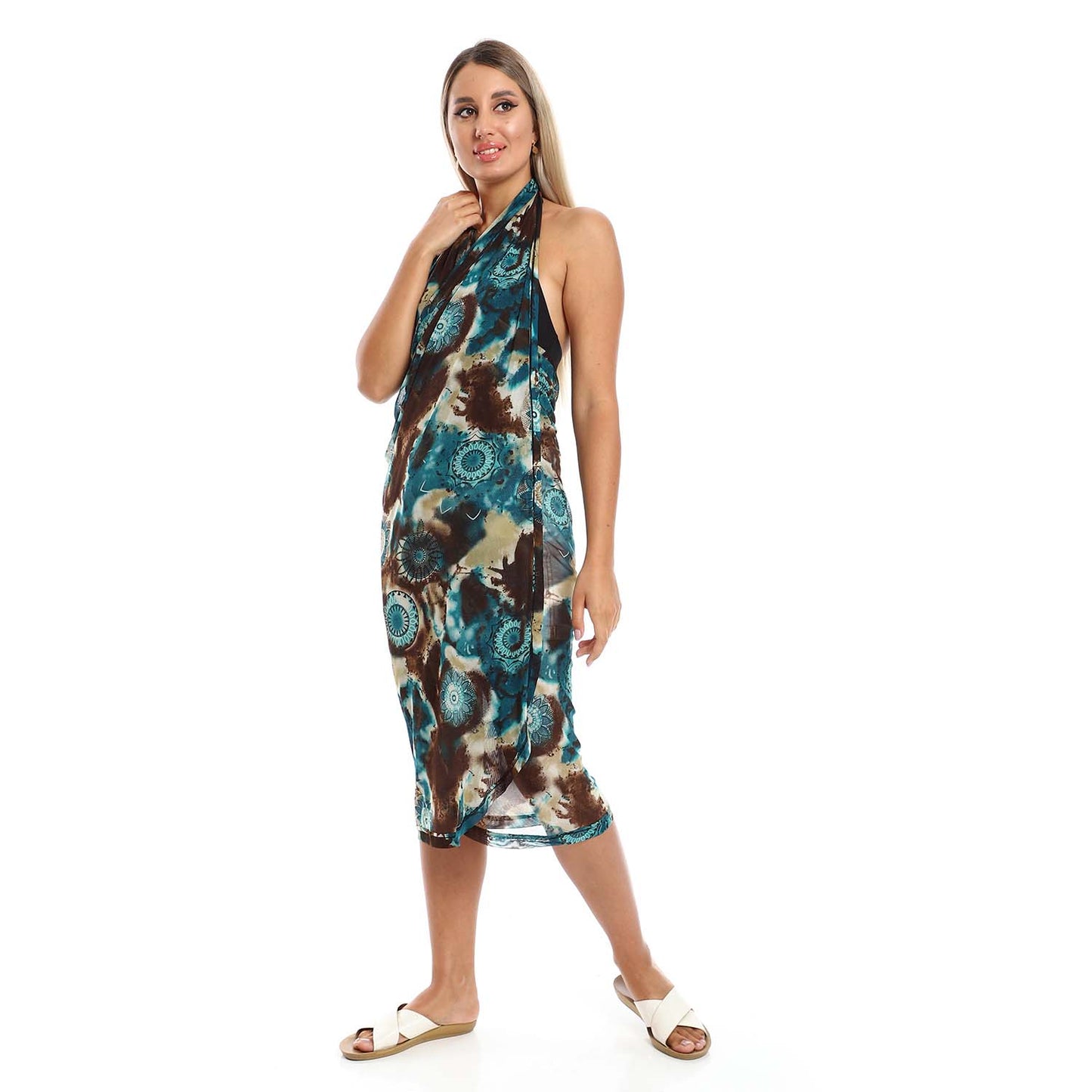 Printed Round Collar Cover-up - كوفر أب بياقة مستديرة مطبوع