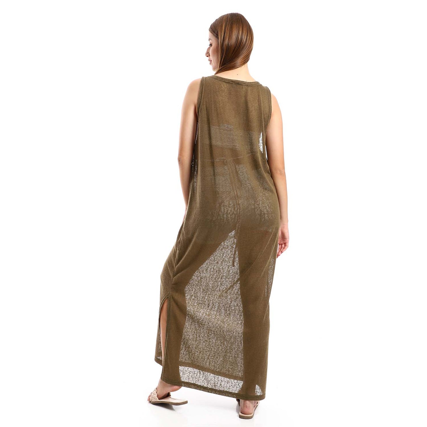 Sleeveless Cover-up with side Slits - كوفر أب بدون أكمام وفتحات جانبية