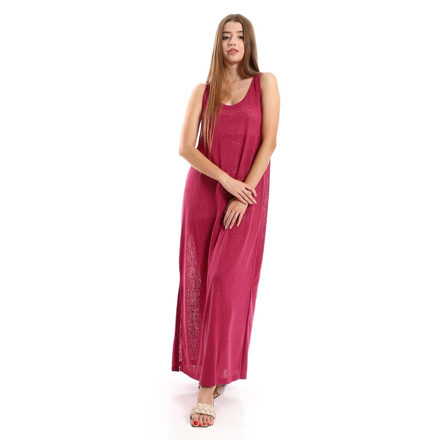 Sleeveless Cover-up with side Slits - كوفر أب بدون أكمام وفتحات جانبية