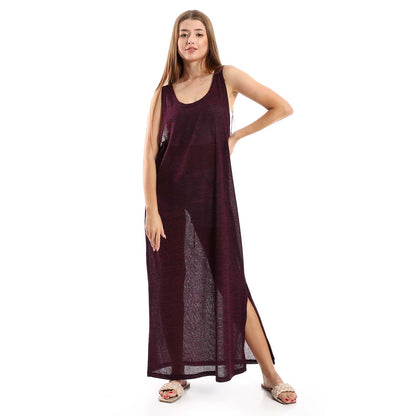 Sleeveless Cover-up with side Slits - كوفر أب بدون أكمام وفتحات جانبية