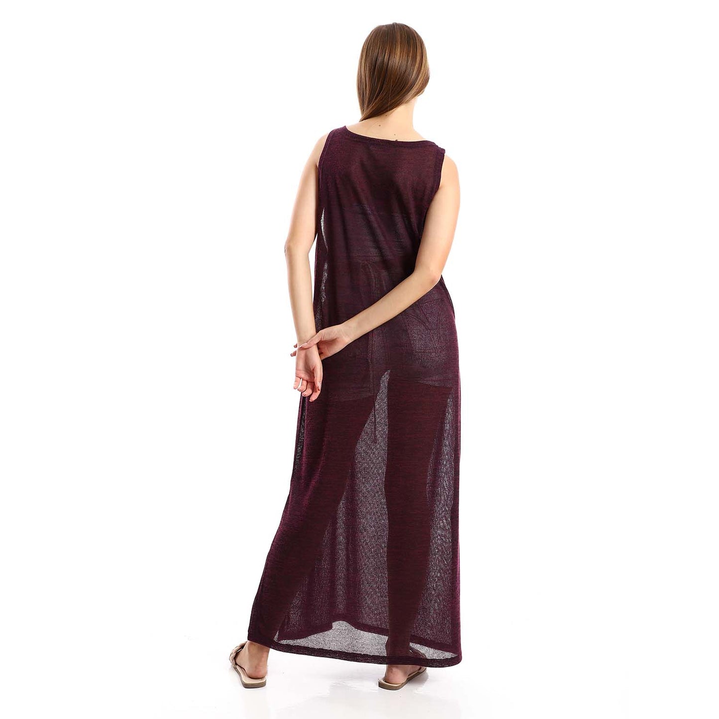 Sleeveless Cover-up with side Slits - كوفر أب بدون أكمام وفتحات جانبية