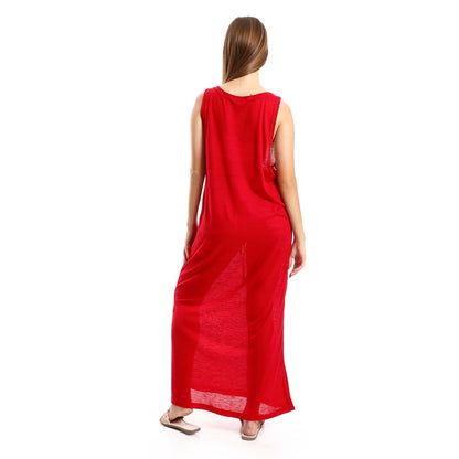 Sleeveless Cover-up with side Slits - كوفر أب بدون أكمام وفتحات جانبية