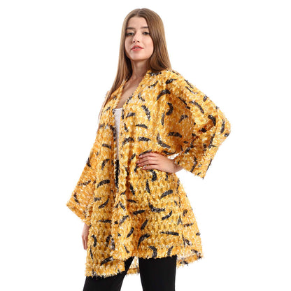 Eyelash Long Sleeves Kimono - كيمونو بأكمام طويلة