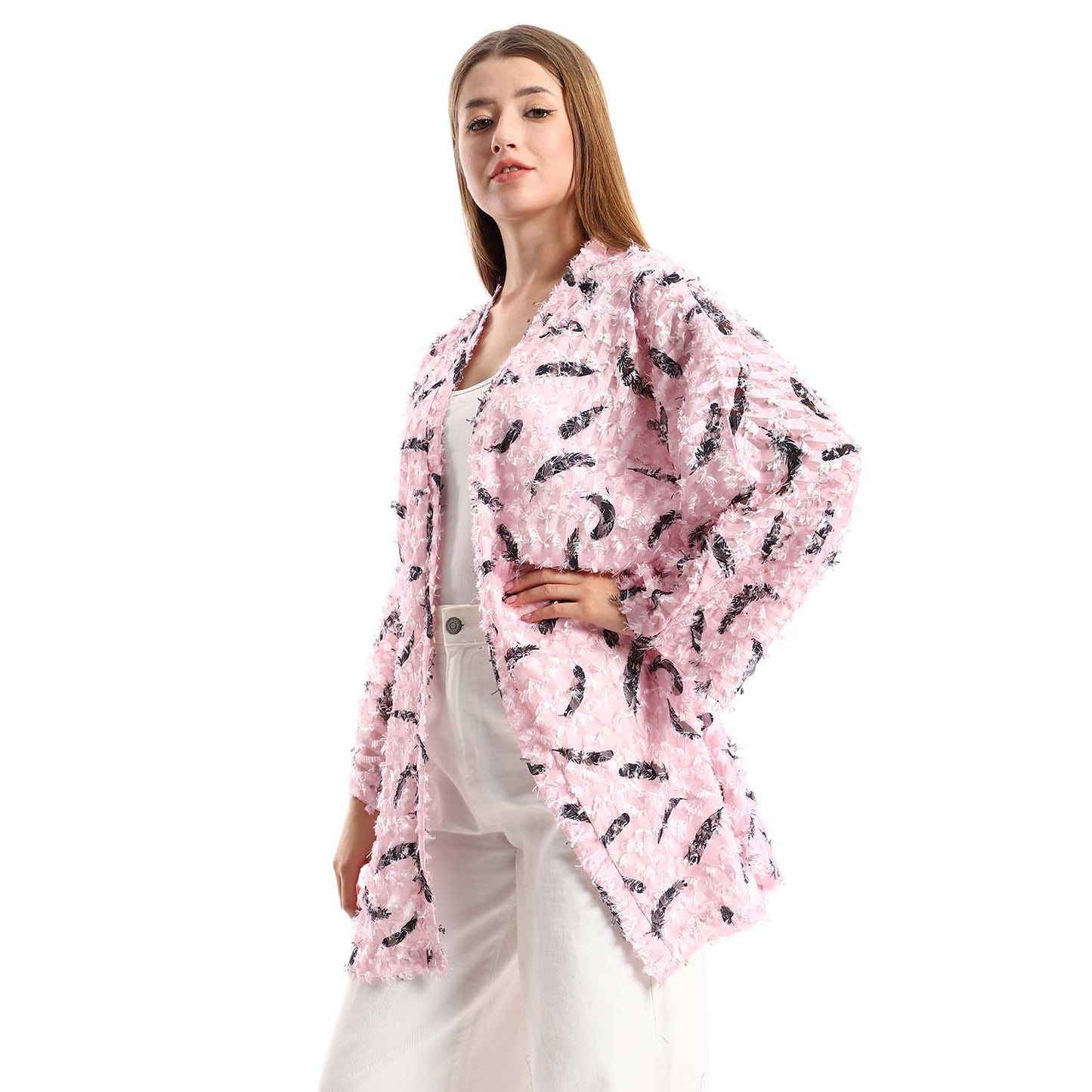 Eyelash Long Sleeves Kimono - كيمونو بأكمام طويلة