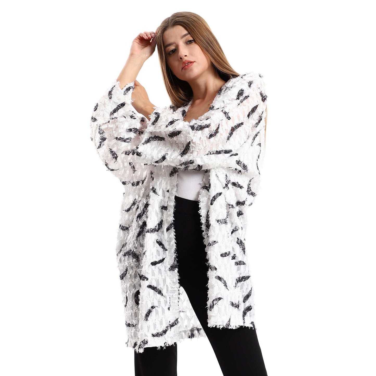 Eyelash Long Sleeves Kimono - كيمونو بأكمام طويلة