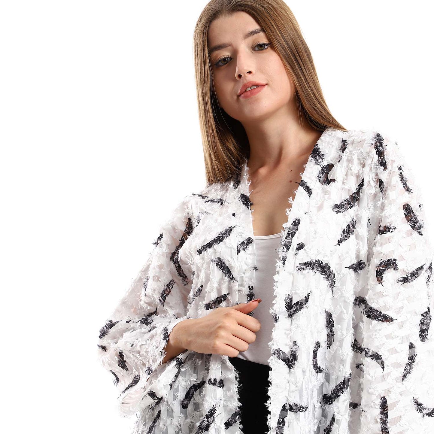 Eyelash Long Sleeves Kimono - كيمونو بأكمام طويلة
