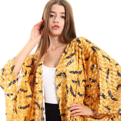 Open Neckline Cardigan with Fringes - كارديجان مفتوح بشراشيب