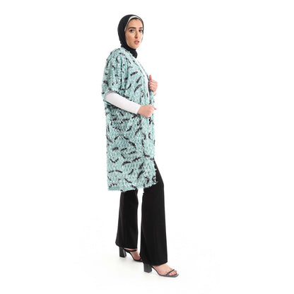 Half Sleeve Long Kimono - كيمونو طويل بنصف كُم