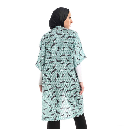 Half Sleeve Long Kimono - كيمونو طويل بنصف كُم