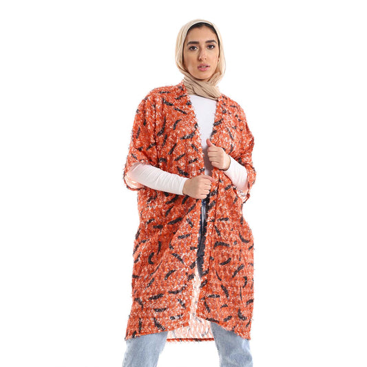 Half Sleeve Long Kimono - كيمونو طويل بنصف كُم