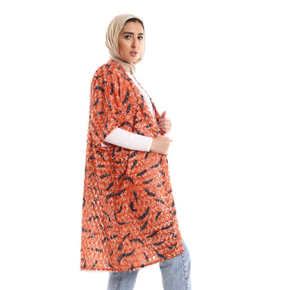 Half Sleeve Long Kimono - كيمونو طويل بنصف كُم
