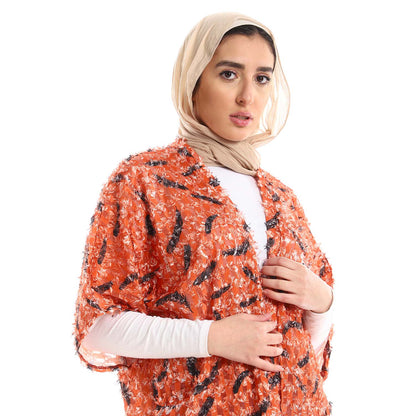 Half Sleeve Long Kimono - كيمونو طويل بنصف كُم