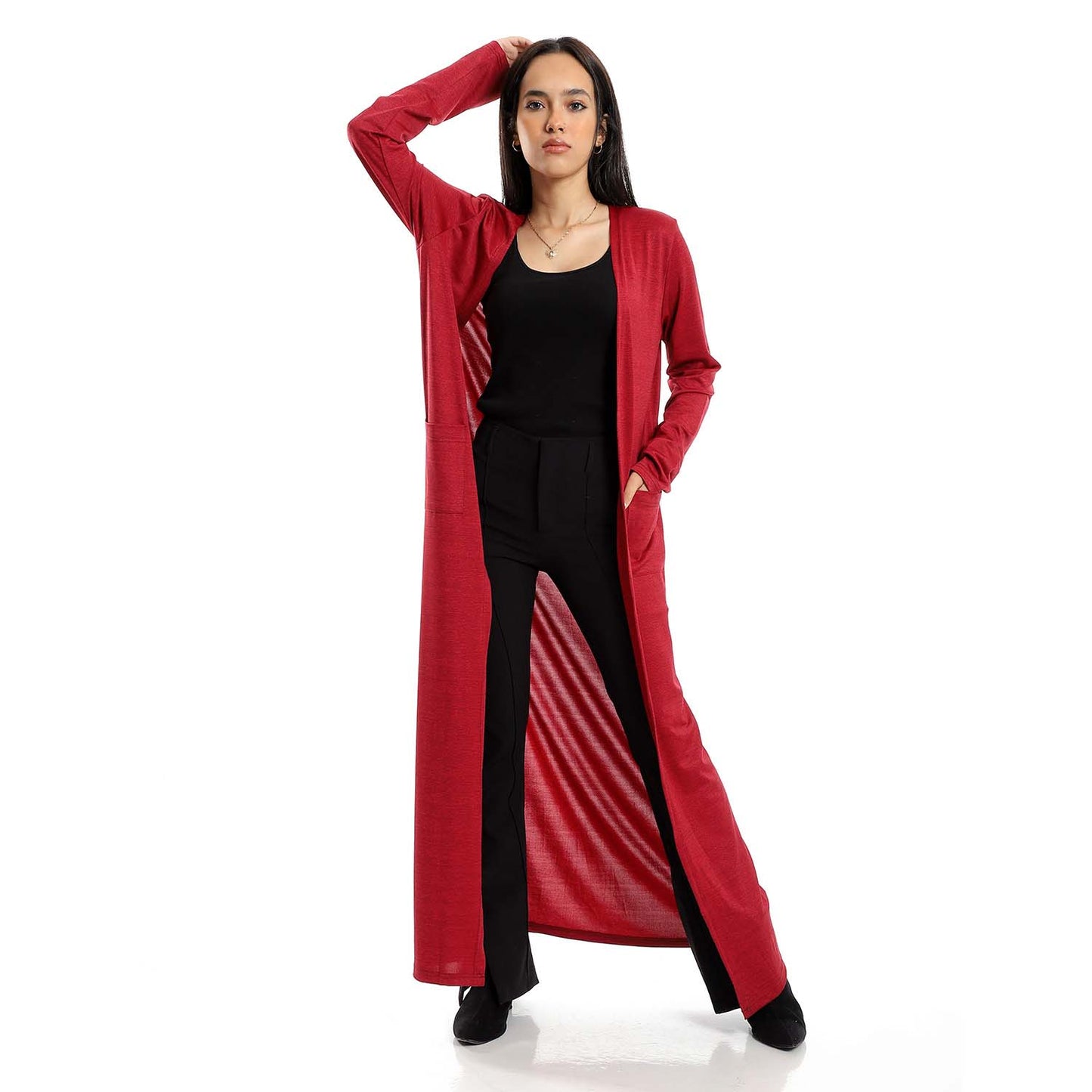 Open Neckline Long Cardigan - كارديجان طويل مفتوح