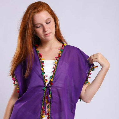 Summer Lace Cover-up with Side Slits - كوفر أب دانتيل بفتحات جانبية