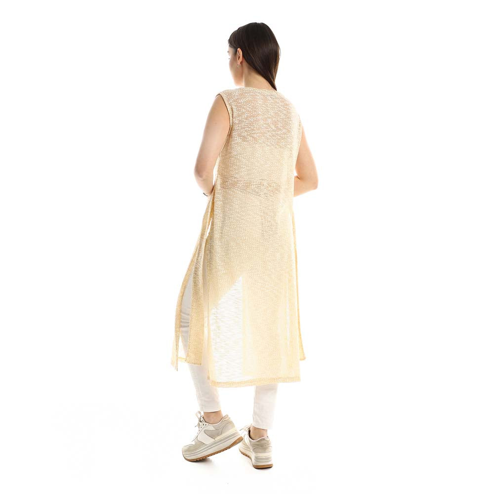 Side Slits Patterned Cardigan - كارديجان منقوش بفتحات جانبية