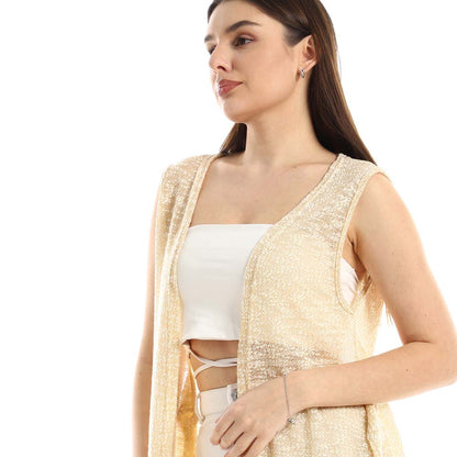 Side Slits Patterned Cardigan - كارديجان منقوش بفتحات جانبية