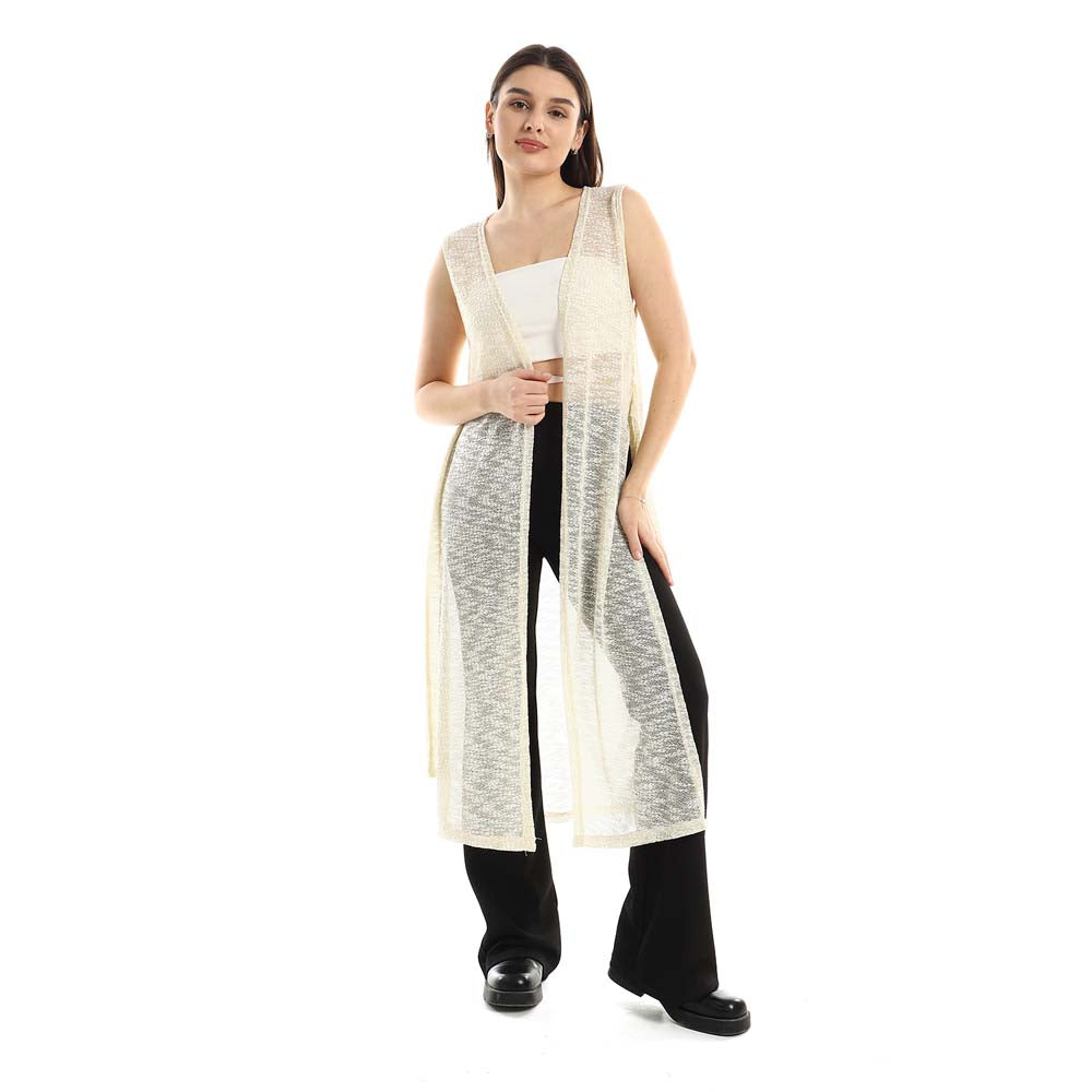 Side Slits Patterned Cardigan - كارديجان منقوش بفتحات جانبية