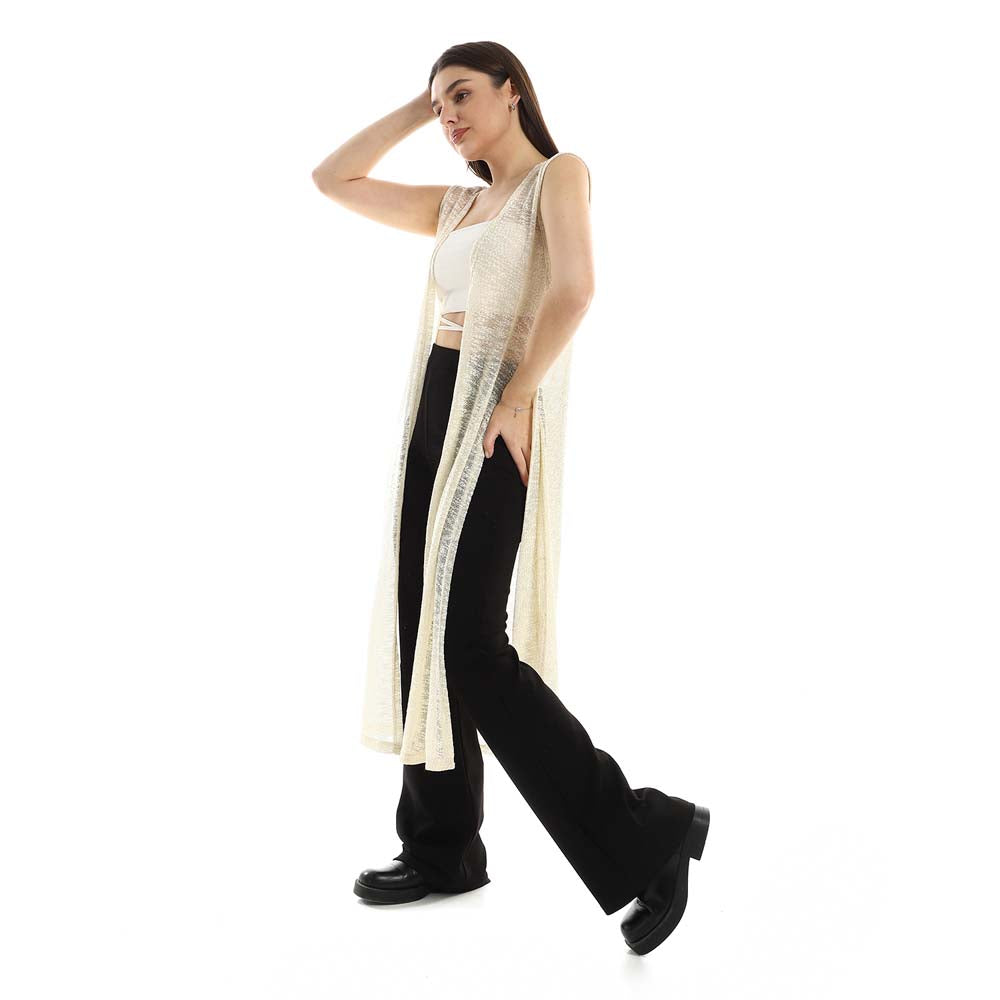 Side Slits Patterned Cardigan - كارديجان منقوش بفتحات جانبية