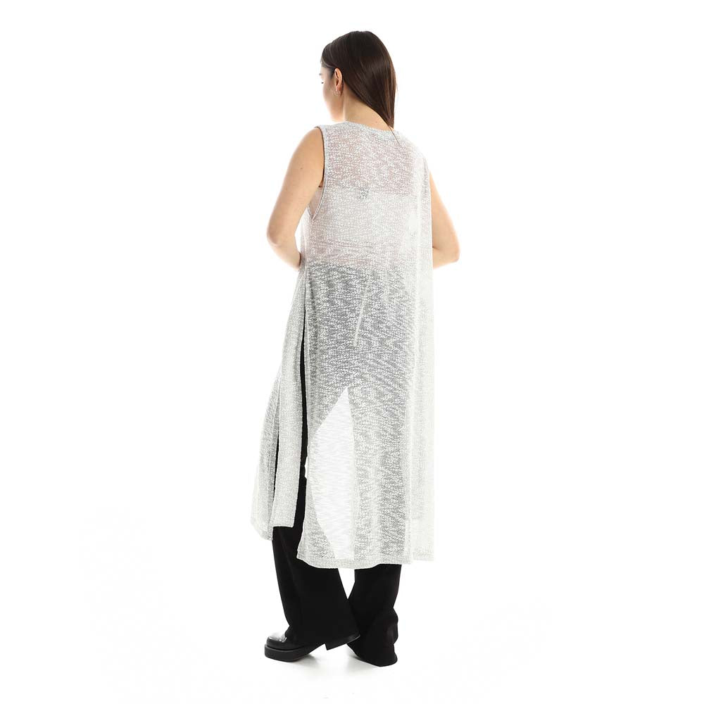 Side Slits Patterned Cardigan - كارديجان منقوش بفتحات جانبية