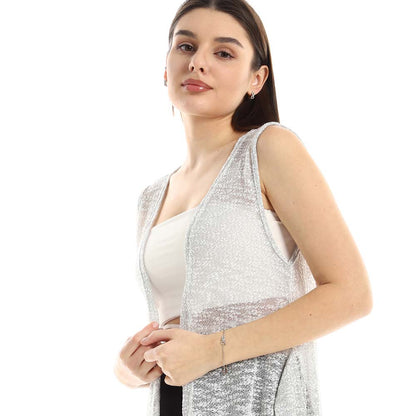 Side Slits Patterned Cardigan - كارديجان منقوش بفتحات جانبية