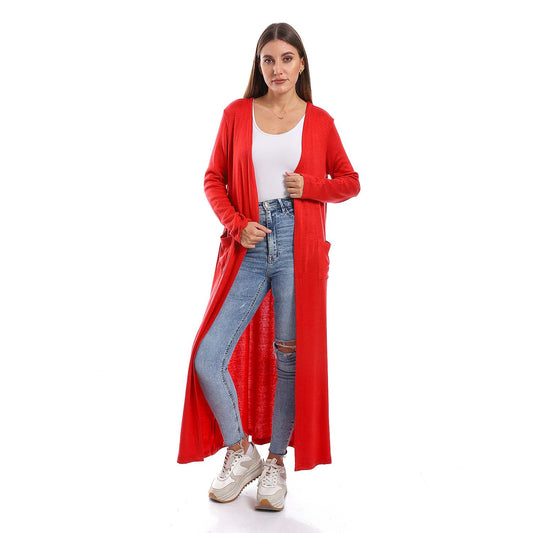 Side Pockets Maxi Cardigan - كارديجان طويل بجيوب جانبية