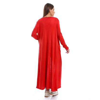 Side Pockets Maxi Cardigan - كارديجان طويل بجيوب جانبية