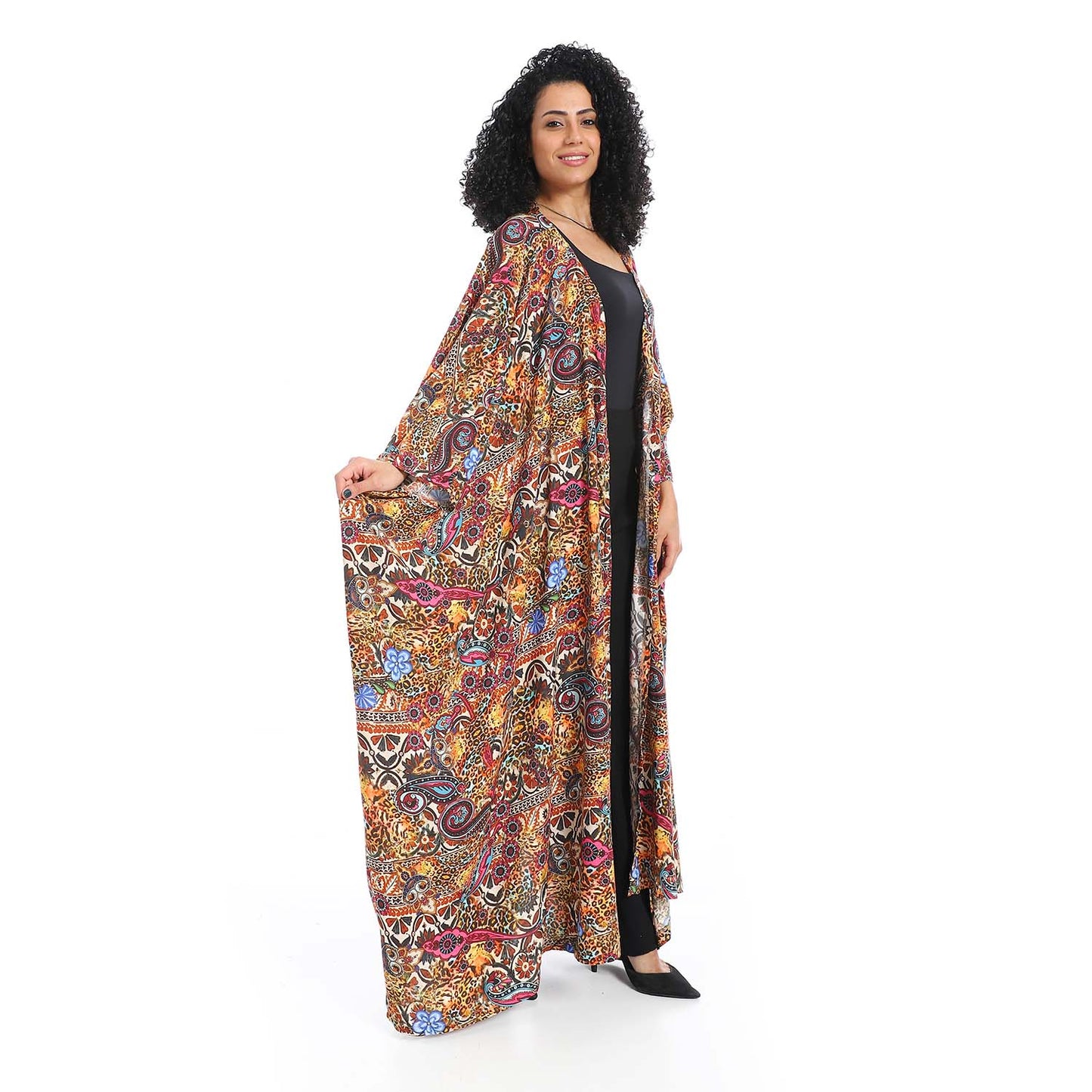 Patterned Long Kimono - كيمونو طويل منقوش