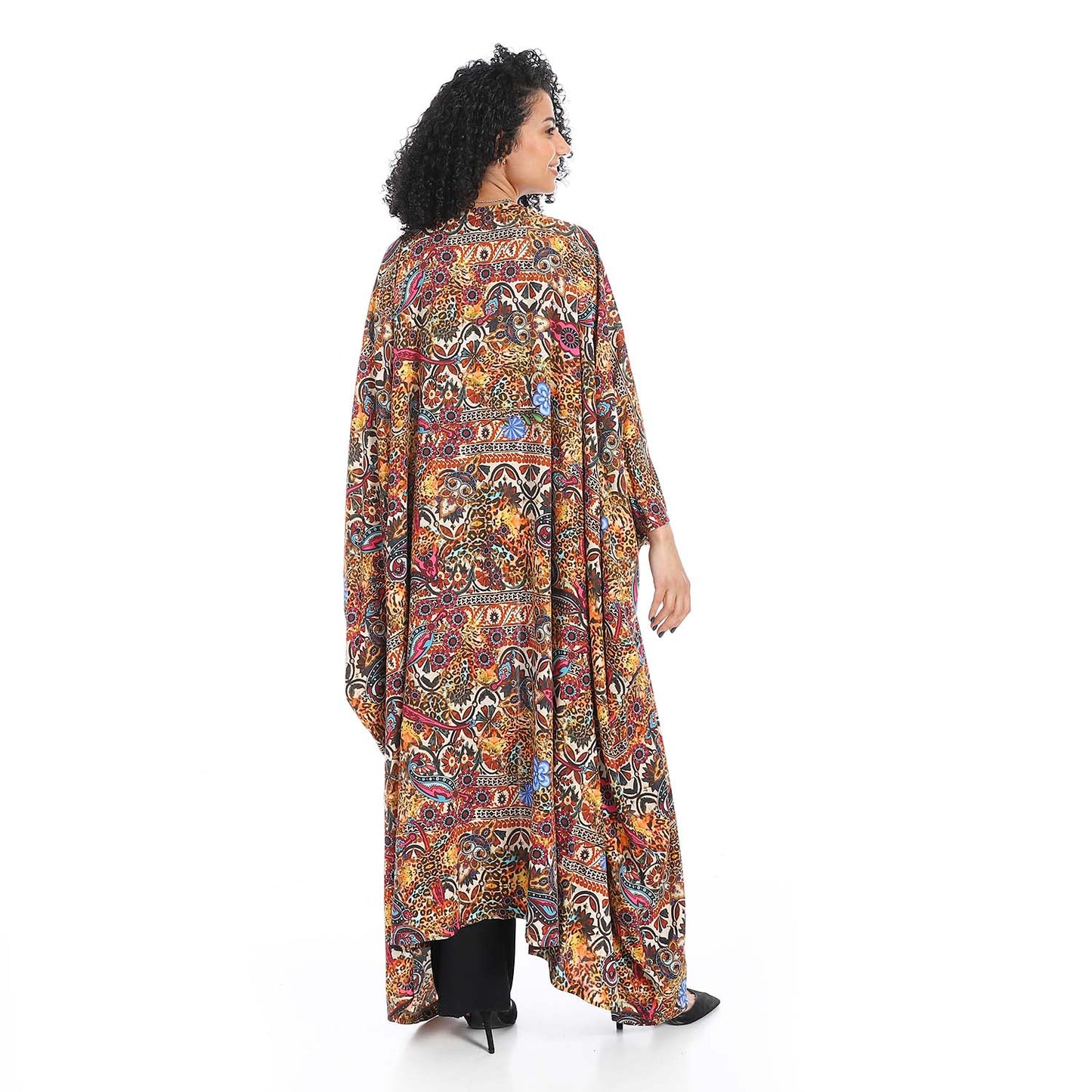 Patterned Long Kimono - كيمونو طويل منقوش