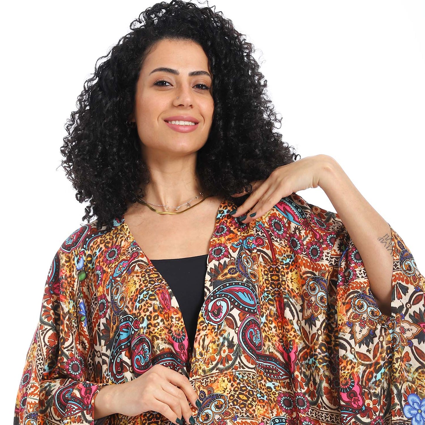 Patterned Long Kimono - كيمونو طويل منقوش