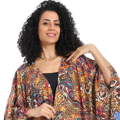 Patterned Long Kimono - كيمونو طويل منقوش