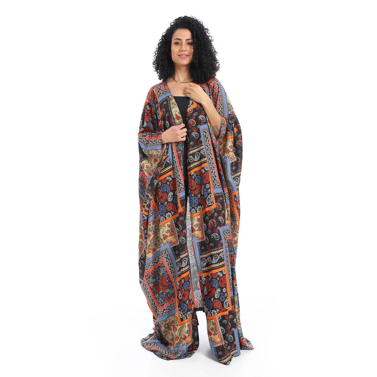 Patterned Long Kimono - كيمونو طويل منقوش