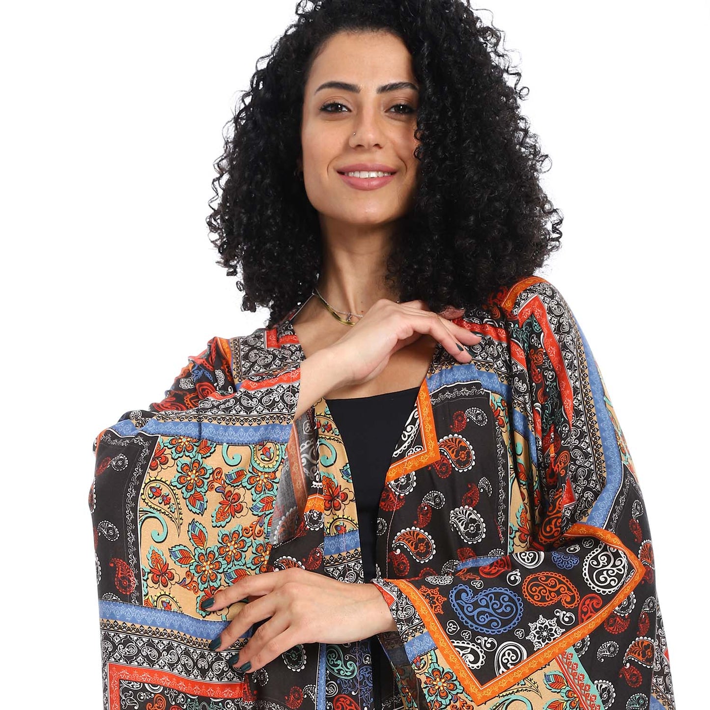 Patterned Long Kimono - كيمونو طويل منقوش