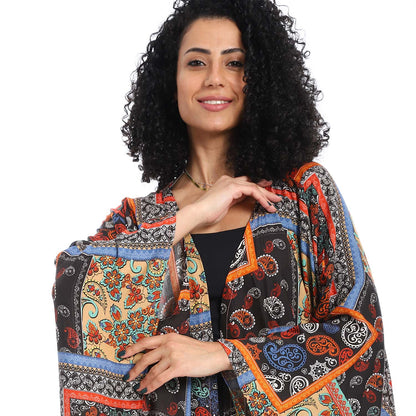 Patterned Long Kimono - كيمونو طويل منقوش