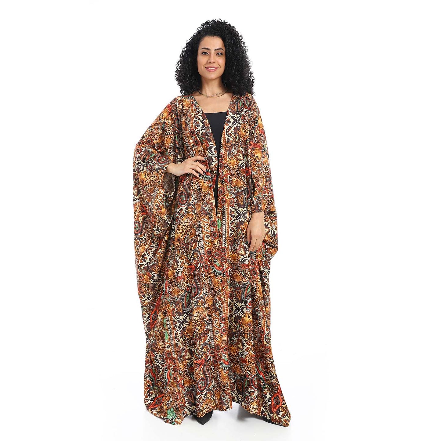 Patterned Long Kimono - كيمونو طويل منقوش