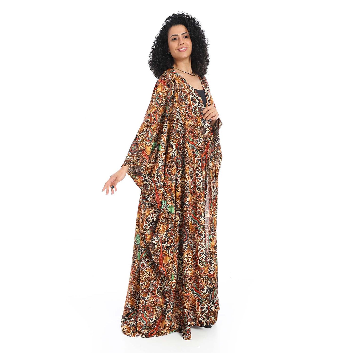 Patterned Long Kimono - كيمونو طويل منقوش