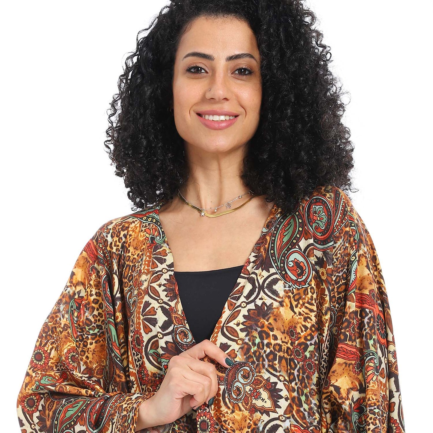 Patterned Long Kimono - كيمونو طويل منقوش